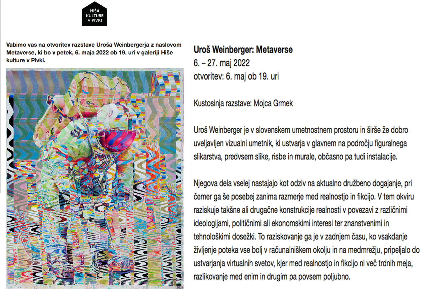 Exhibition | Uroš Weinberger: Metaverse